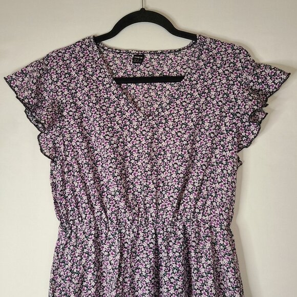 SHEIN Purple Floral Midi Dress - Picture 4 of 6